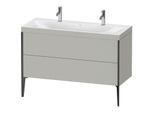 Duravit XViu Waschtisch-Unterschrank XV4713OB207C 120x48cm, 2 Auszüge, ohne Hahnloch, schwarz matt, Rahmen C, betongrau matt