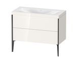 Duravit XViu Waschtisch-Unterschrank XV4711NB222C 100x48cm, 2 Auszüge, ohne Hahnloch, schwarz matt, Rahmen C, weiß hochglanz