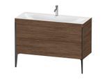 Duravit XViu Waschtisch-Unterschrank XV4712OB221C 120x48cm, 2 Schubkästen, 1 Hahnloch, schwarz matt, Rahmen C, nussbaum dunkel