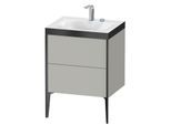 Duravit XViu Waschtisch-Unterschrank XV4709EB207P 60x48cm, 2 Auszüge, 2 Hahnlöcher, schwarz matt, Rahmen P, betongrau matt