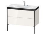 Duravit XViu Waschtisch-Unterschrank XV4711EB222P 100x48cm, 2 Auszüge, 2 Hahnlöcher, schwarz matt, Rahmen P, weiß hochglanz