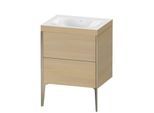 Duravit XViu Waschtisch-Unterschrank XV4709NB171C 60x48cm, 2 Auszüge, ohne Hahnloch, champagner matt, Rahmen C, mediterrane eiche