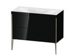 Duravit XViu Waschtisch-Unterschrank XV4711NB140C 100x48cm, 2 Auszüge, ohne Hahnloch, champagner matt, Rahmen C, schwarz hochglanz