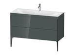 Duravit XViu Waschtisch-Unterschrank XV4712OB238C 120x48cm, 2 Schubkästen, 1 Hahnloch, schwarz matt, Rahmen C, dolomiti grey hochglanz