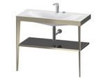 Duravit XViu Möbelwaschtisch-Kombination XV4716EB140 100 x 48 cm, 2 Hahnlöcher, schwarz hochglanz, mit Metallkonsole, champagner matt