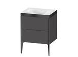Duravit XViu Waschtisch-Unterschrank XV4709NB249P 60x48cm, 2 Auszüge, ohne Hahnloch, schwarz matt, Rahmen P, graphit matt
