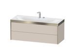 Duravit XViu Waschtisch-Unterschrank XV4617EB191P 120x48cm, 2 Schubkästen, 2 Hahnlöcher, champagner matt, Rahmen P, taupe matt