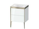 Duravit XViu Waschtisch-Unterschrank XV4709NB185P 60x48cm, 2 Auszüge, ohne Hahnloch, champagner matt, Rahmen P, weiß hochglanz