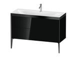 Duravit XViu Waschtisch-Unterschrank XV4712OB240P 120x48cm, 2 Schubkästen, 1 Hahnloch, schwarz matt, Rahmen P, schwarz hochglanz