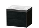 Duravit XViu Waschtisch-Unterschrank XV4614NB216P 60x48cm, 2 Schubkästen, ohne Hahnloch, schwarz matt, Rahmen P, Eiche schwarz