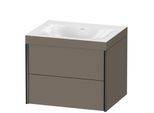 Duravit XViu Waschtisch-Unterschrank XV4614NB290C 60x48cm, 2 Schubkästen, ohne Hahnloch, schwarz matt, Rahmen C, flannel grey seidenmatt