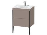 Duravit XViu Waschtisch-Unterschrank XV4709EB243C 60x48cm, 2 Auszüge, 2 Hahnlöcher, schwarz matt, Rahmen C, basalt matt