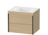 Duravit XViu Waschtisch-Unterschrank XV4614NB271C 60x48cm, 2 Schubkästen, ohne Hahnloch, schwarz matt, Rahmen C, mediterrane eiche