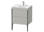 Duravit XViu Waschtisch-Unterschrank XV4709EB207C 60x48cm, 2 Auszüge, 2 Hahnlöcher, schwarz matt, Rahmen C, betongrau matt