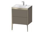 Duravit XViu Waschtisch-Unterschrank XV4709EB190P 60x48cm, 2 Auszüge, 2 Hahnlöcher, champagner matt, Rahmen P, flannel grey seidenmatt