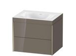 Duravit XViu Waschtisch-Unterschrank XV4614NB189C 60x48cm, 2 Schubkästen, ohne Hahnloch, champagner matt, Rahmen C, flannel grey hochglanz