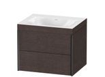 Duravit XViu Waschtisch-Unterschrank XV4614NB272C 60x48cm, 2 Schubkästen, ohne Hahnloch, schwarz matt, Rahmen C, eiche dunkel gebürstet