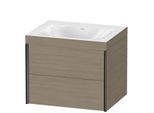 Duravit XViu Waschtisch-Unterschrank XV4614NB235C 60x48cm, 2 Schubkästen, ohne Hahnloch, schwarz matt, Rahmen C, Eiche terra