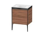 Duravit XViu Waschtisch-Unterschrank XV4709NB279P 60x48cm, 2 Auszüge, ohne Hahnloch, schwarz matt, Rahmen P, nussbaum natur