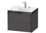 Duravit XViu Waschtisch-Unterschrank XV4614EB249P 60x48cm, 2 Schubkästen, 2 Hahnlöcher, schwarz matt, Rahmen P, graphit matt