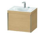 Duravit XViu Waschtisch-Unterschrank XV4609EB130C 60x48cm, 1 Auszug, 2 Hahnlöcher, champagner matt, Rahmen C, Eiche natur