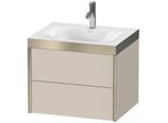Duravit XViu Waschtisch-Unterschrank XV4614OB191P 60x48cm, 2 Schubkästen, 1 Hahnloch, champagner matt, Rahmen P, taupe matt