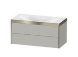 Duravit XViu Waschtisch-Unterschrank XV4616NB107P 100x48cm, 2 Schubkästen, ohne Hahnloch, champagner matt, Rahmen P, betongrau matt