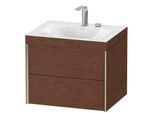 Duravit XViu Waschtisch-Unterschrank XV4614EB113C 60x48cm, 2 Schubkästen, 2 Hahnlöcher, champagner matt, Rahmen C, amerikanischer nussbaum
