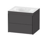 Duravit XViu Waschtisch-Unterschrank XV4614NB249C 60x48cm, 2 Schubkästen, ohne Hahnloch, schwarz matt, Rahmen C, graphit matt