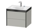 Duravit XViu Waschtisch-Unterschrank XV4614EB207P 60x48cm, 2 Schubkästen, 2 Hahnlöcher, schwarz matt, Rahmen P, betongrau matt