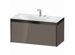 Duravit XViu Waschtisch-Unterschrank XV4611EB289P 100x48cm, 1 Auszug, 2 Hahnlöcher, schwarz matt, Rahmen P, flannel grey hochglanz