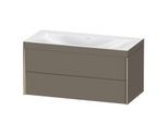 Duravit XViu Waschtisch-Unterschrank XV4616NB190C 100x48cm, 2 Schubkästen, ohne Hahnloch, champagner matt, Rahmen C, flannel grey seidenmatt