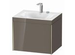 Duravit XViu Waschtisch-Unterschrank XV4609EB189C 60x48cm, 1 Auszug, 2 Hahnlöcher, champagner matt, Rahmen C, flannel grey hochglanz