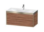 Duravit XViu Waschtisch-Unterschrank XV4616OB179P 100x48cm, 2 Schubkästen, 1 Hahnloch, champagner matt, Rahmen P, nussbaum natur
