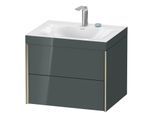 Duravit XViu Waschtisch-Unterschrank XV4614EB138C 60x48cm, 2 Schubkästen, 2 Hahnlöcher, champagner matt, Rahmen C, dolomiti grey hochglanz