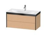 Duravit XViu Waschtisch-Unterschrank XV4616OB212P 100x48cm, 2 Schubkästen, 1 Hahnloch, schwarz matt, Rahmen P, eiche gebürstet