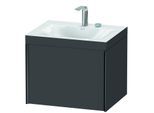Duravit XViu Waschtisch-Unterschrank XV4609EB249C 60x48cm, 1 Auszug, 2 Hahnlöcher, schwarz matt, Rahmen C, graphit matt