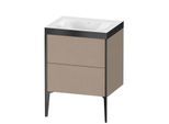 Duravit XViu Waschtisch-Unterschrank XV4709NB275P 60x48cm, 2 Auszüge, ohne Hahnloch, schwarz matt, Rahmen P, leinen