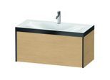 Duravit XViu Waschtisch-Unterschrank XV4611OB230P 100x48cm, 1 Auszug, 1 Hahnloch, schwarz matt, Rahmen P, Eiche natur