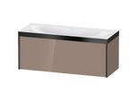 Duravit XViu Waschtisch-Unterschrank XV4612NB286P 120x48cm, 1 Auszug, ohne Hahnloch, schwarz matt, Rahmen P, cappucino hochglanz