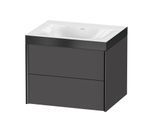 Duravit XViu Waschtisch-Unterschrank XV4614NB249P 60x48cm, 2 Schubkästen, ohne Hahnloch, schwarz matt, Rahmen P, graphit matt