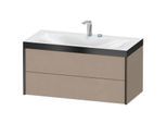 Duravit XViu Waschtisch-Unterschrank XV4616EB275P 100x48cm, 2 Schubkästen, 2 Hahnlöcher, schwarz matt, Rahmen P, leinen