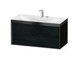 Duravit XViu Waschtisch-Unterschrank XV4616EB216P 100x48cm, 2 Schubkästen, 2 Hahnlöcher, schwarz matt, Rahmen P, Eiche schwarz