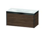Duravit XViu Waschtisch-Unterschrank XV4611NB221P 100x48cm, 1 Auszug, ohne Hahnloch, schwarz matt, Rahmen P, nussbaum dunkel