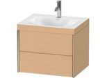Duravit XViu Waschtisch-Unterschrank XV4614OB112C 60x48cm, 2 Schubkästen, 1 Hahnloch, champagner matt, Rahmen C, eiche gebürstet