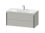 Duravit XViu Waschtisch-Unterschrank XV4616EB207C 100x48cm, 2 Schubkästen, 2 Hahnlöcher, schwarz matt, Rahmen C, betongrau matt