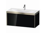 Duravit XViu Waschtisch-Unterschrank XV4611OB140P 100x48cm, 1 Auszug, 1 Hahnloch, champagner matt, Rahmen P, schwarz hochglanz