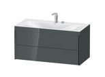 Duravit XViu Waschtisch-Unterschrank XV4616EB238C 100x48cm, 2 Schubkästen, 2 Hahnlöcher, schwarz matt, Rahmen C, dolomiti grey hochglanz