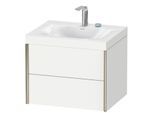 Duravit XViu Waschtisch-Unterschrank XV4614EB118C 60x48cm, 2 Schubkästen, 2 Hahnlöcher, champagner matt, Rahmen C, weiß matt