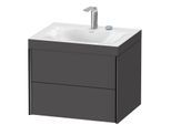 Duravit XViu Waschtisch-Unterschrank XV4614EB249C 60x48cm, 2 Schubkästen, 2 Hahnlöcher, schwarz matt, Rahmen C, graphit matt